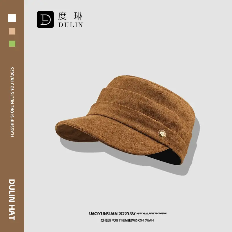 Women Equestrian Hat Suede Pleated Winter