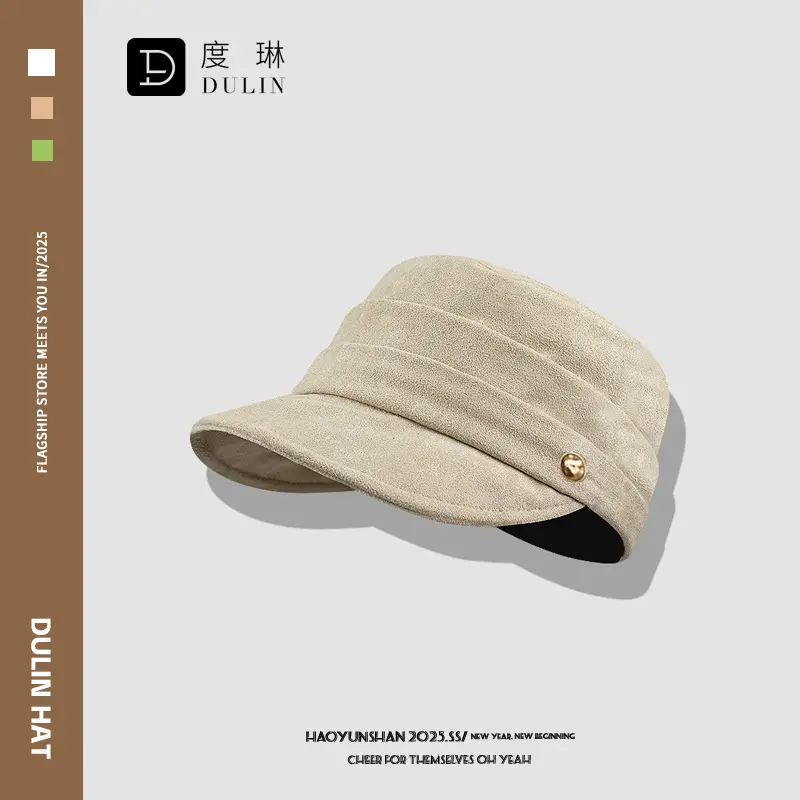 Women Equestrian Hat Suede Pleated Winter