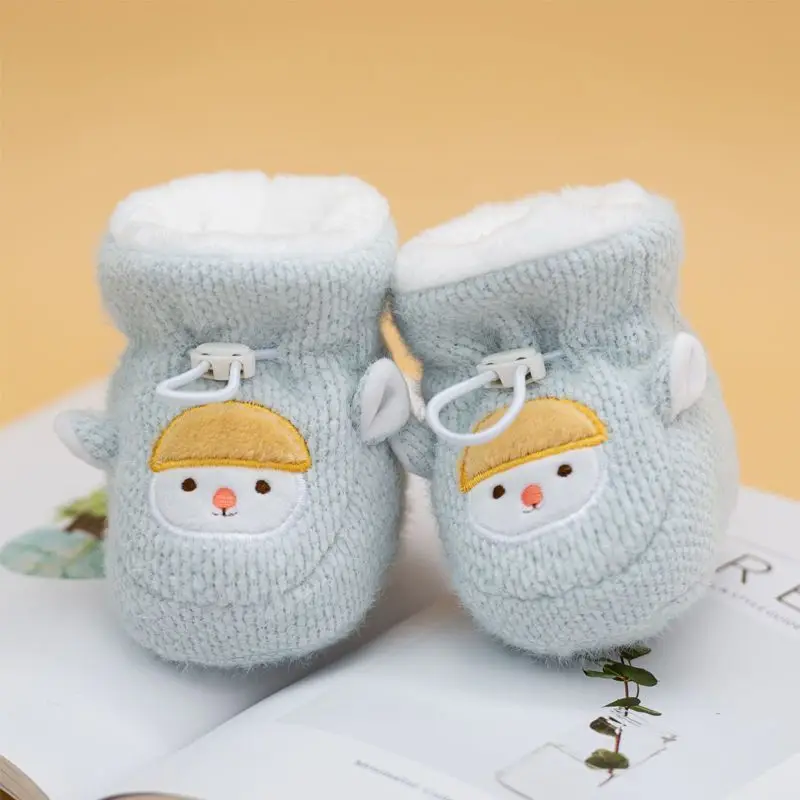 Newborn Baby Shoes Light Blue Velvet 0-6 Months — feature 4
