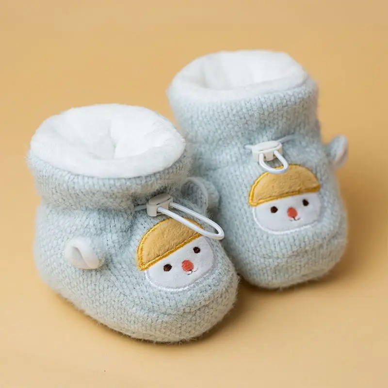 Newborn Baby Shoes Light Blue Velvet 0-6 Months