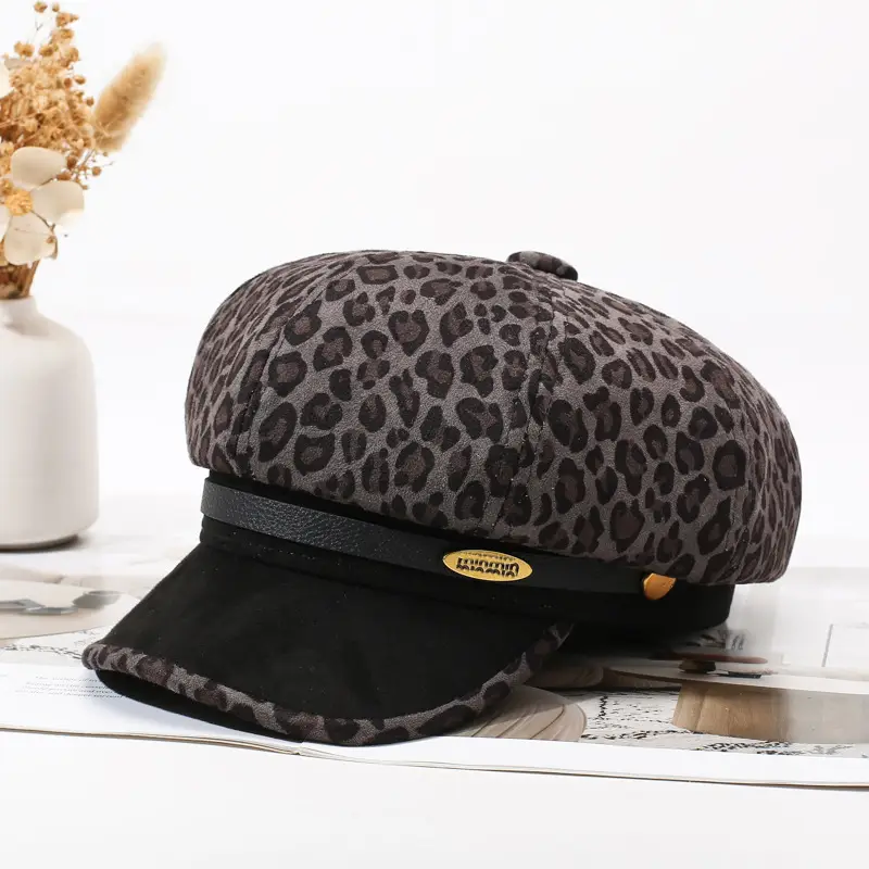 Black Plush Octagonal Beret for Women Winter Warm - Image 7