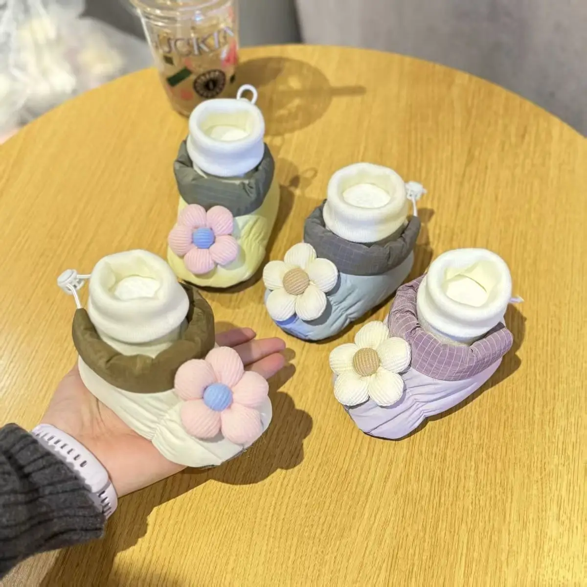 Baby Winter Warm Cartoon Shoes with Floral Design — feature 1