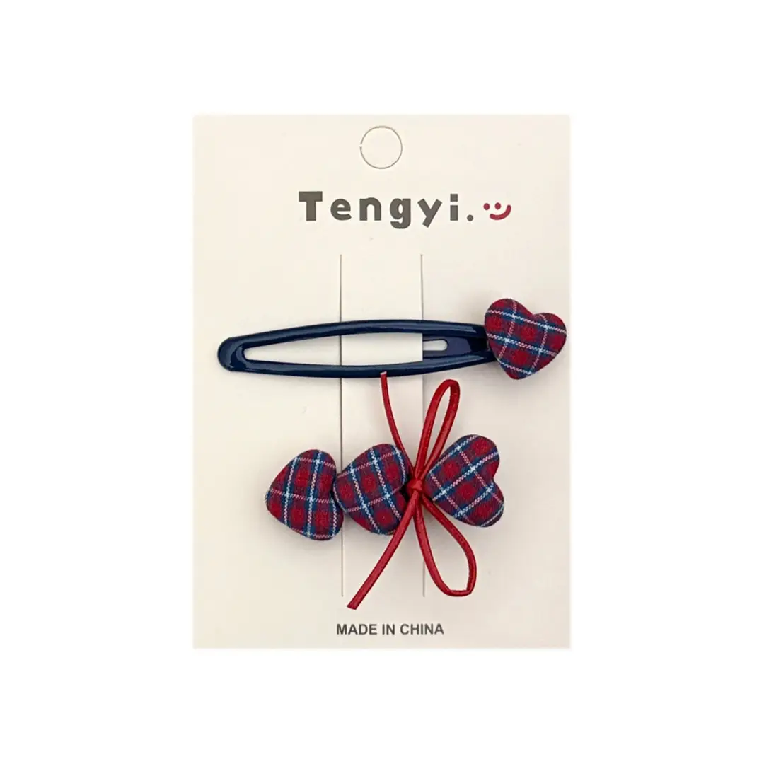 New College Style Cute Plaid Heart Hairpin for Girls Versatile Duckbill Clip Retro Broken Hair Bangs Clip Side Clip - Image 10