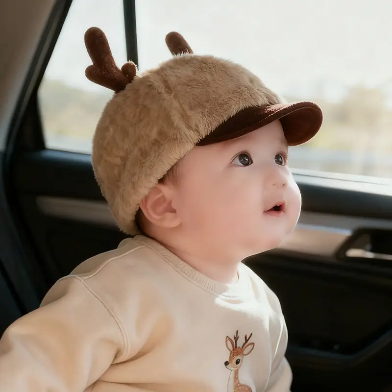 Baby Winter Hat with Antlers & Plush Cap — feature 10