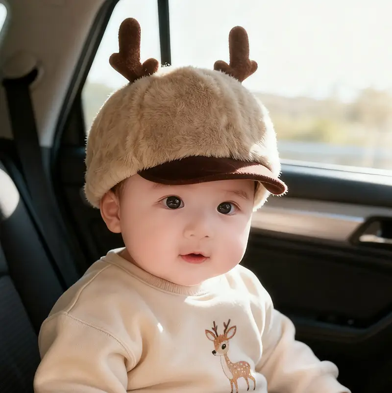 Baby Winter Hat with Antlers & Plush Cap — feature 7