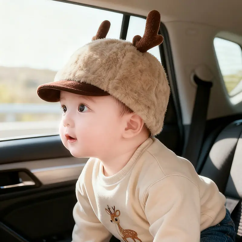 Baby Winter Hat with Antlers & Plush Cap — feature 8