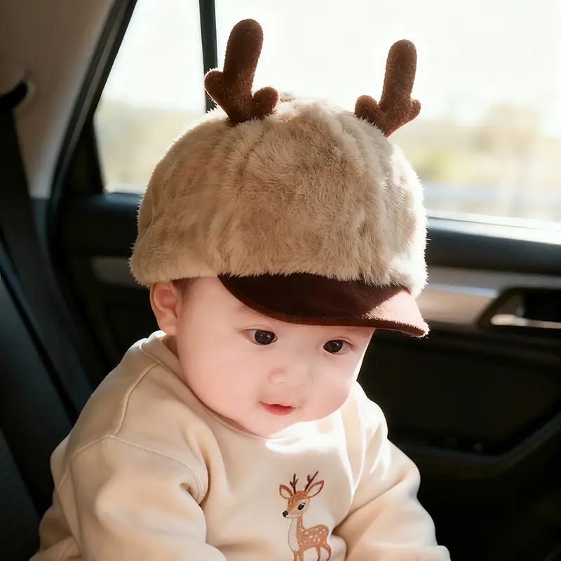Baby Winter Hat with Antlers & Plush Cap — feature 9