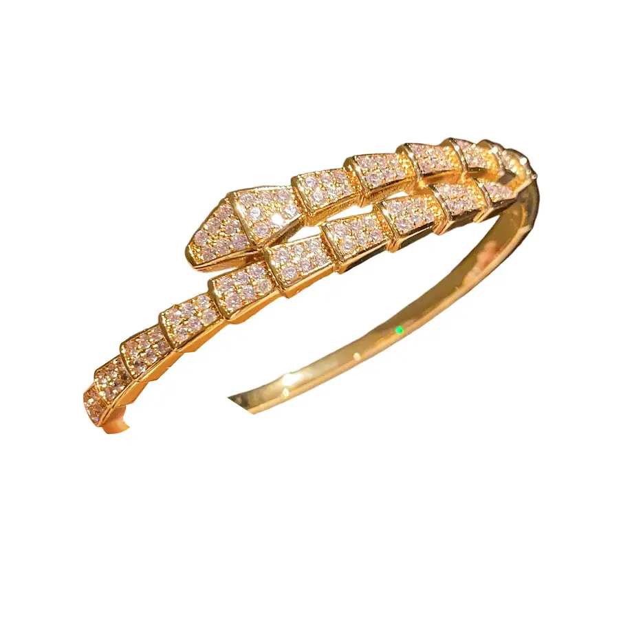 18K Real Gold Electroplated Snake-Shaped Splicing Buckle Bracelet Retro Fashion Elegant Bracelet Accessible Luxury High-End Jewelry for Women