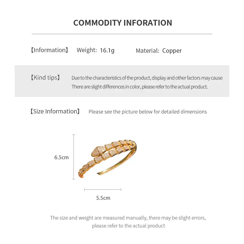 18K Real Gold Electroplated Snake-Shaped Splicing Buckle Bracelet Retro Fashion Elegant Bracelet Accessible Luxury High-End Jewelry for Women — feature 4
