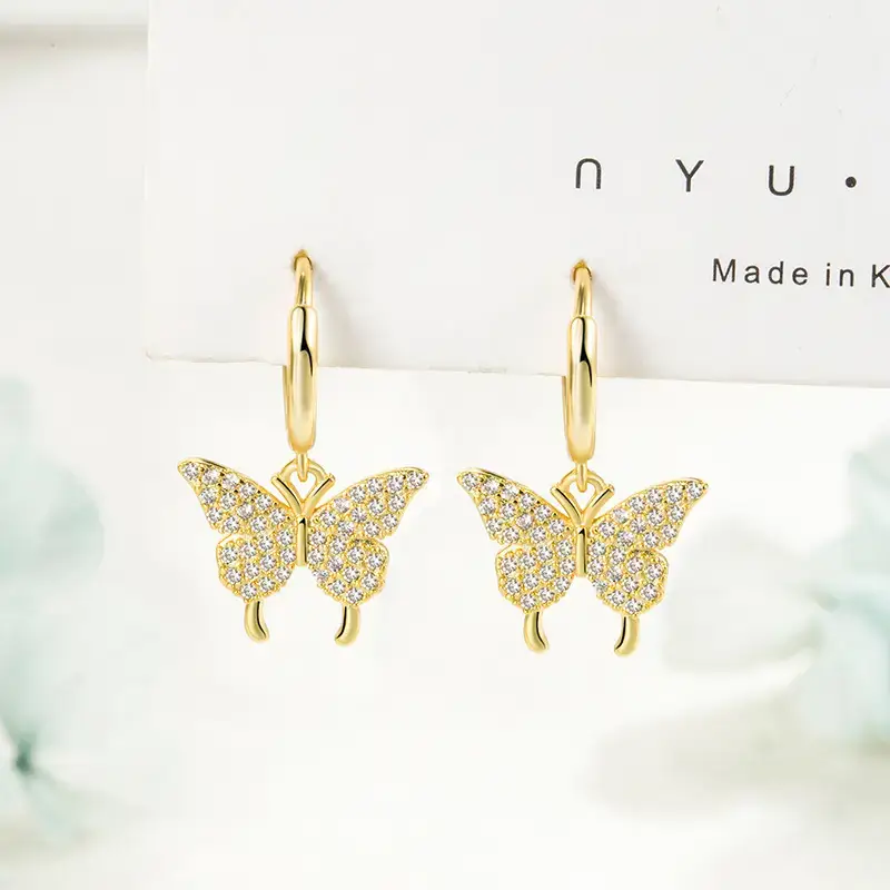 2022 Butterfly Earrings with Zircon Crystal Gold Plated - Image 2