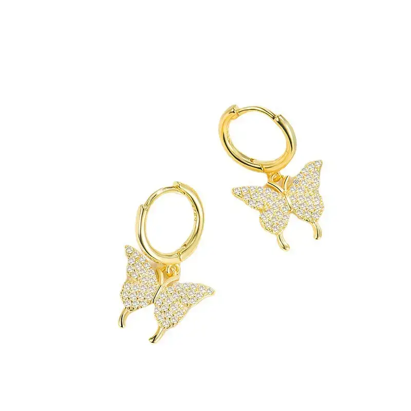 2022 Butterfly Earrings with Zircon Crystal Gold Plated - Image 5