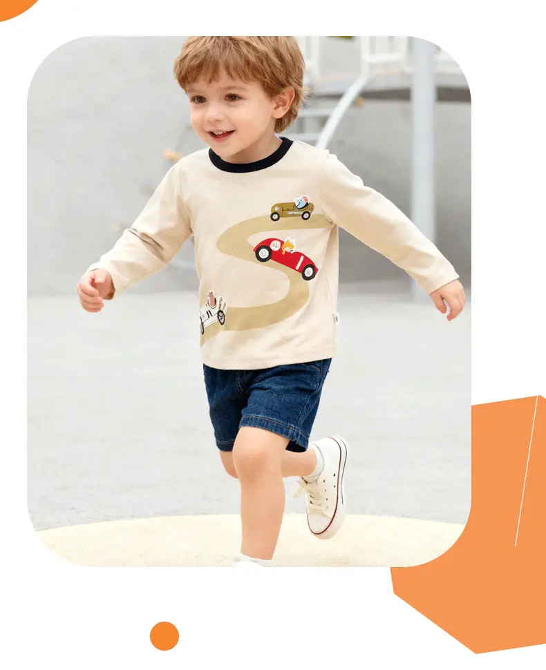 Kids Cotton T-Shirt Car Print Round Neck Long Sleeve — feature 6