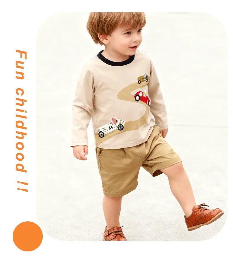 Kids Cotton T-Shirt Car Print Round Neck Long Sleeve — feature 7