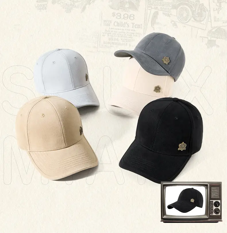 Men's Blue & Beige Retro Baseball Cap with Adjustable Metal Buckle — feature 18