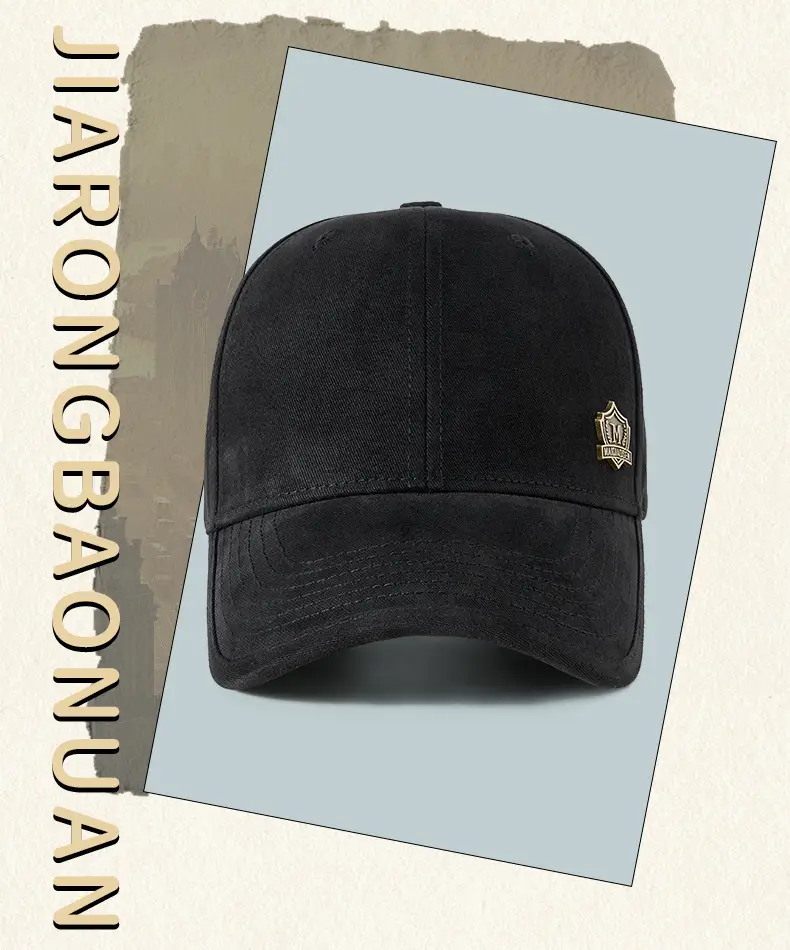 Men's Blue & Beige Retro Baseball Cap with Adjustable Metal Buckle — feature 4