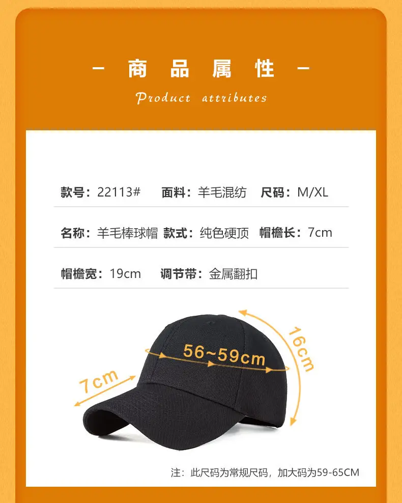 Men Woolen Baseball Cap Grey Wide Bristle Sun Hat — feature 9