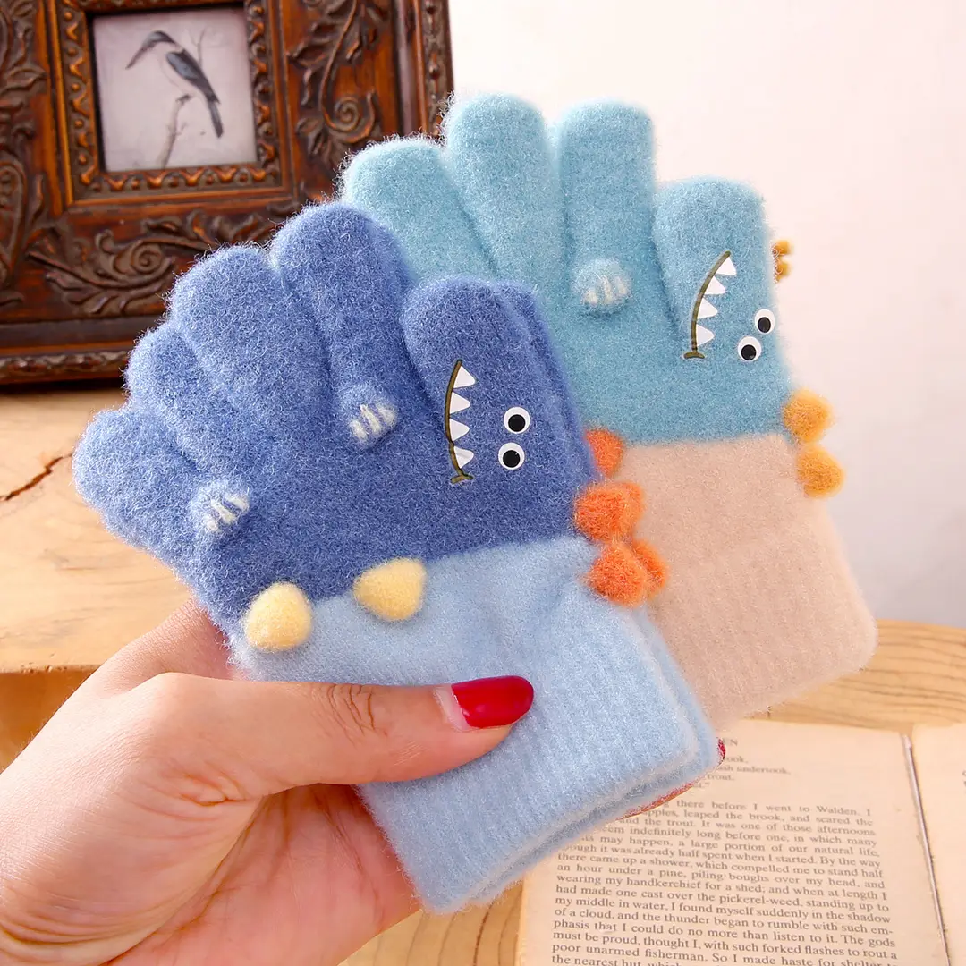 New Children's Half-Finger Gloves Winter Warm and Cute Children's Middle-Aged Boys and Girls Primary School Students Fingerless Gloves