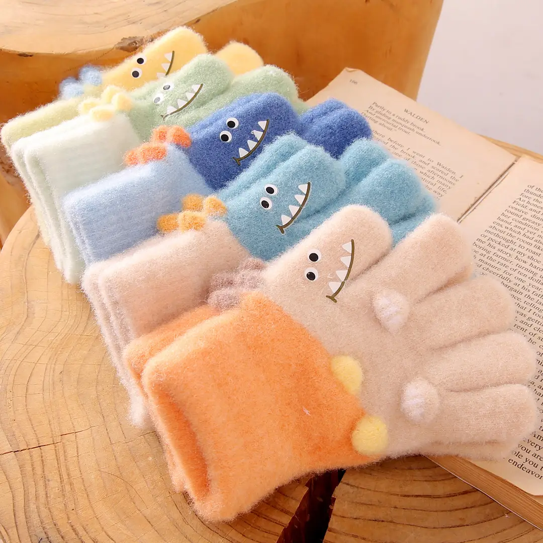 New Children's Half-Finger Gloves Winter Warm and Cute Children's Middle-Aged Boys and Girls Primary School Students Fingerless Gloves