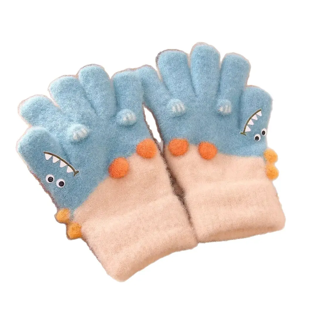 New Children's Half-Finger Gloves Winter Warm and Cute Children's Middle-Aged Boys and Girls Primary School Students Fingerless Gloves