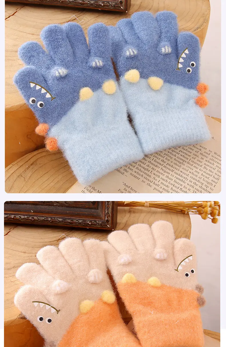New Children's Half-Finger Gloves Winter Warm and Cute Children's Middle-Aged Boys and Girls Primary School Students Fingerless Gloves — feature 11