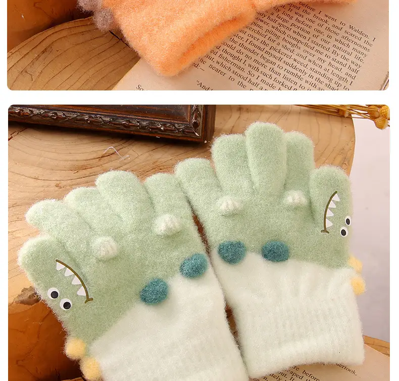 New Children's Half-Finger Gloves Winter Warm and Cute Children's Middle-Aged Boys and Girls Primary School Students Fingerless Gloves — feature 12