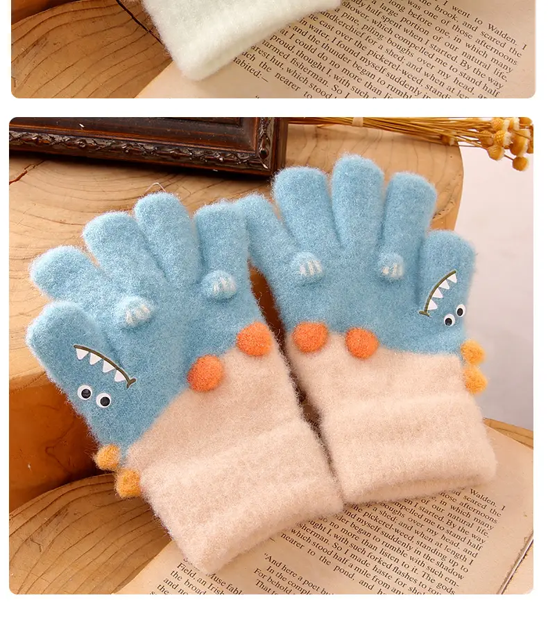New Children's Half-Finger Gloves Winter Warm and Cute Children's Middle-Aged Boys and Girls Primary School Students Fingerless Gloves — feature 13