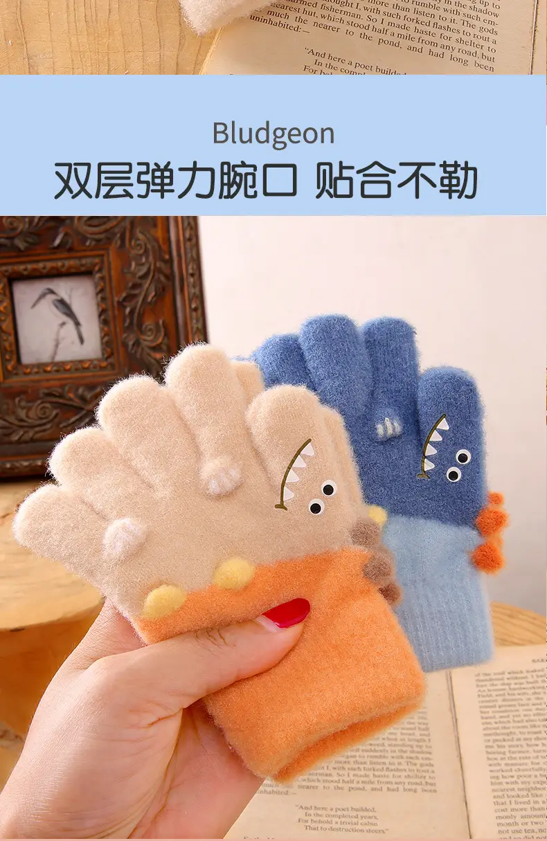 New Children's Half-Finger Gloves Winter Warm and Cute Children's Middle-Aged Boys and Girls Primary School Students Fingerless Gloves — feature 6