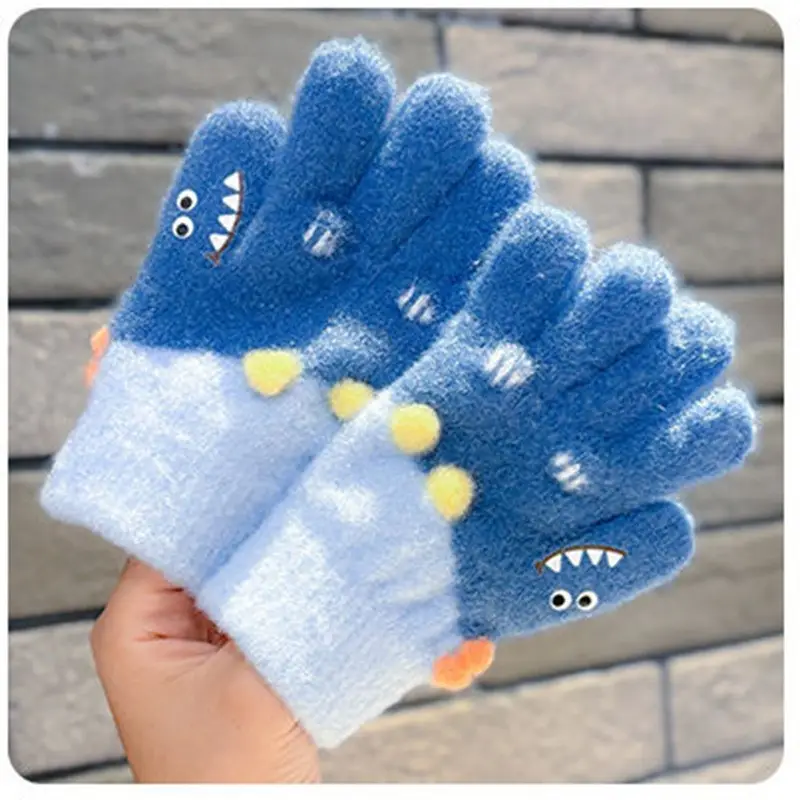New Children's Half-Finger Gloves Winter Warm and Cute Children's Middle-Aged Boys and Girls Primary School Students Fingerless Gloves