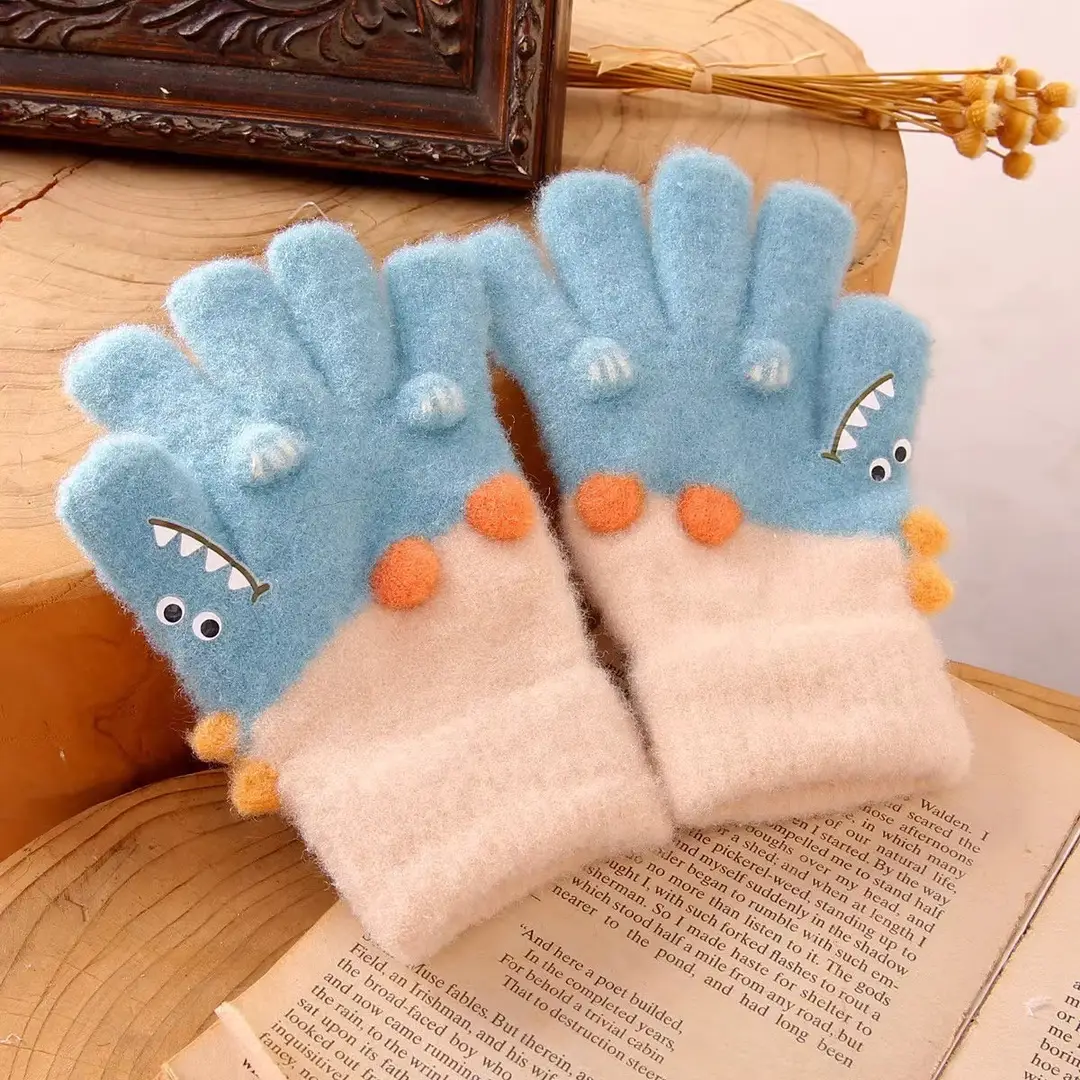 New Children's Half-Finger Gloves Winter Warm and Cute Children's Middle-Aged Boys and Girls Primary School Students Fingerless Gloves