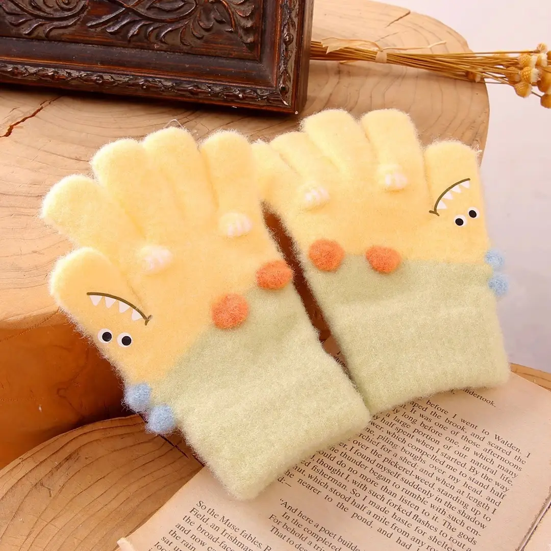 New Children's Half-Finger Gloves Winter Warm and Cute Children's Middle-Aged Boys and Girls Primary School Students Fingerless Gloves