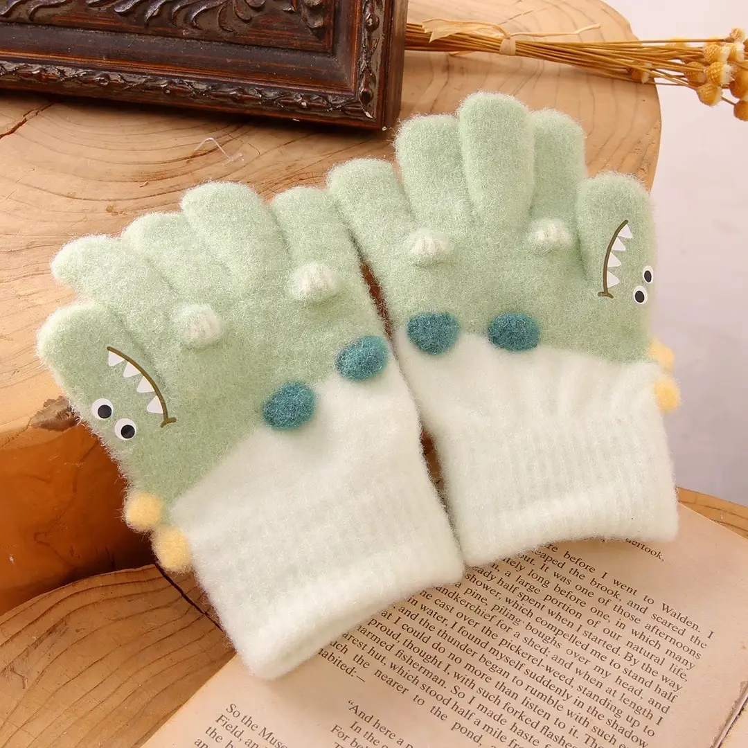 New Children's Half-Finger Gloves Winter Warm and Cute Children's Middle-Aged Boys and Girls Primary School Students Fingerless Gloves