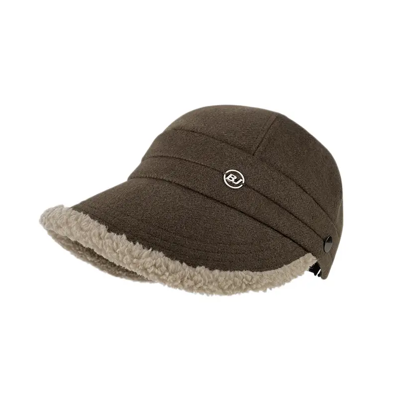 Fisherman Wool Fleece Cap Brown Large Head Windproof Equestrian Hat - Image 10