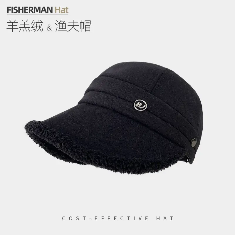 Fisherman Wool Fleece Cap Brown Large Head Windproof Equestrian Hat - Image 3