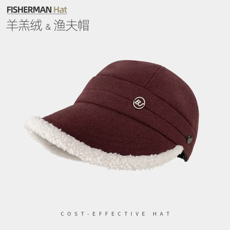 Fisherman Wool Fleece Cap Brown Large Head Windproof Equestrian Hat - Image 4