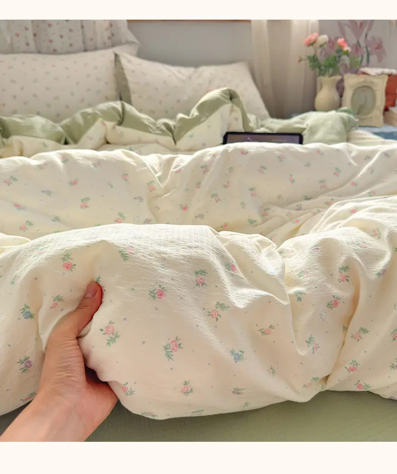 Class a Maternal and Infant-Grade Four-Piece Set, Pure Cotton, Double-Layer Gauze Bed Sheet, Duvet Cover, New Dormitory Fitted Sheet, Three or Four-Piece Set — feature 15