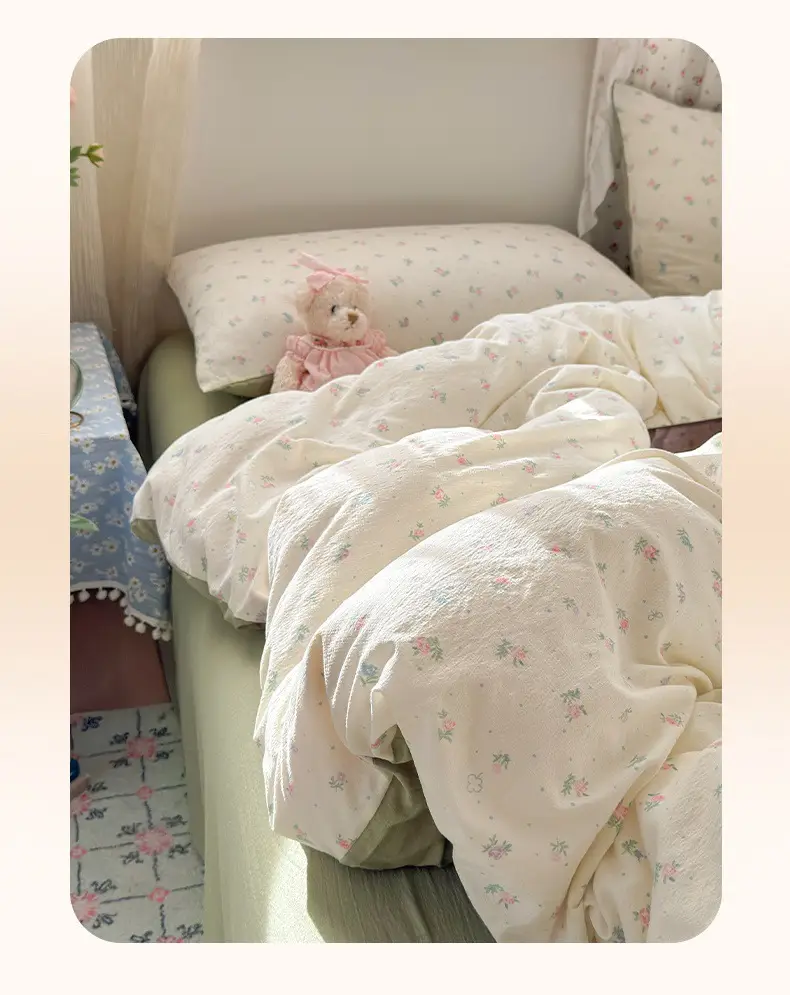 Class a Maternal and Infant-Grade Four-Piece Set, Pure Cotton, Double-Layer Gauze Bed Sheet, Duvet Cover, New Dormitory Fitted Sheet, Three or Four-Piece Set — feature 18