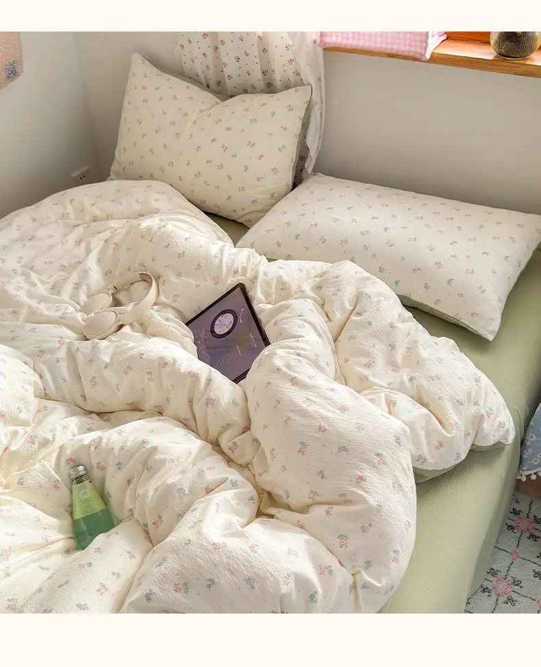Class a Maternal and Infant-Grade Four-Piece Set, Pure Cotton, Double-Layer Gauze Bed Sheet, Duvet Cover, New Dormitory Fitted Sheet, Three or Four-Piece Set — feature 19