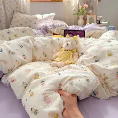 Class a Maternal and Infant-Grade Four-Piece Set, Pure Cotton, Double-Layer Gauze Bed Sheet, Duvet Cover, New Dormitory Fitted Sheet, Three or Four-Piece Set