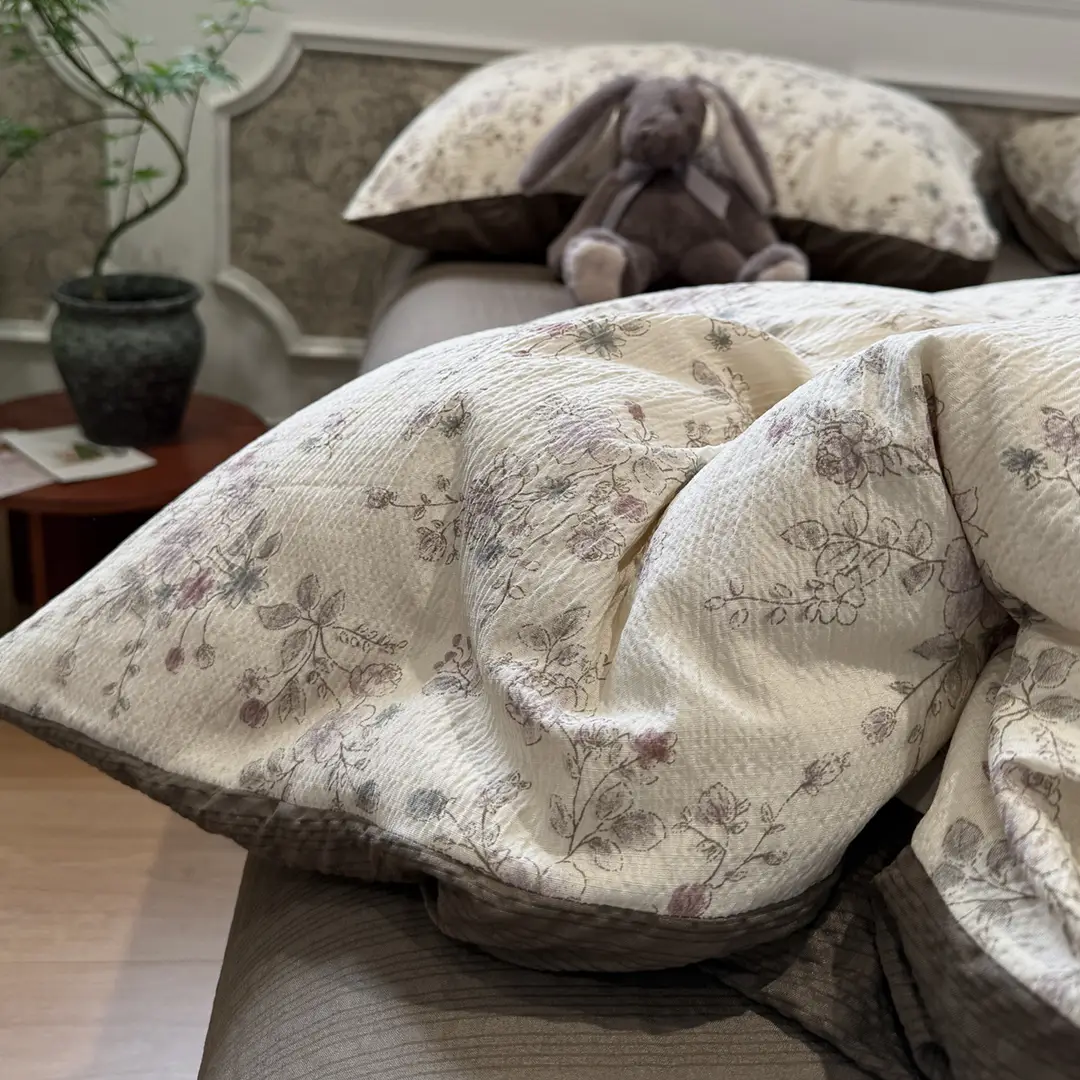 Class a Maternal and Infant-Grade Four-Piece Set, Pure Cotton, Double-Layer Gauze Bed Sheet, Duvet Cover, New Dormitory Fitted Sheet, Three or Four-Piece Set