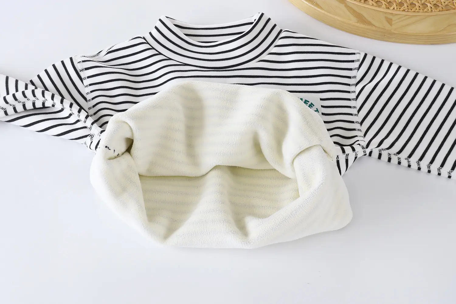 New Kids' Orange Striped Warm Turtleneck Shirt — feature 10