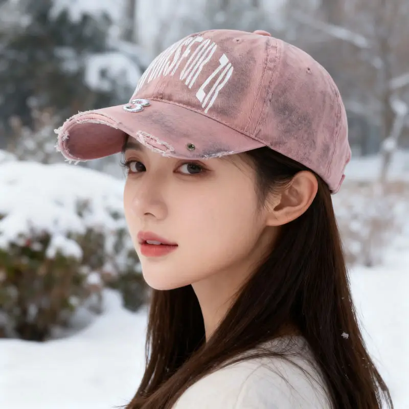 Women Vintage Distressed Baseball Cap Spring Autumn — feature 2