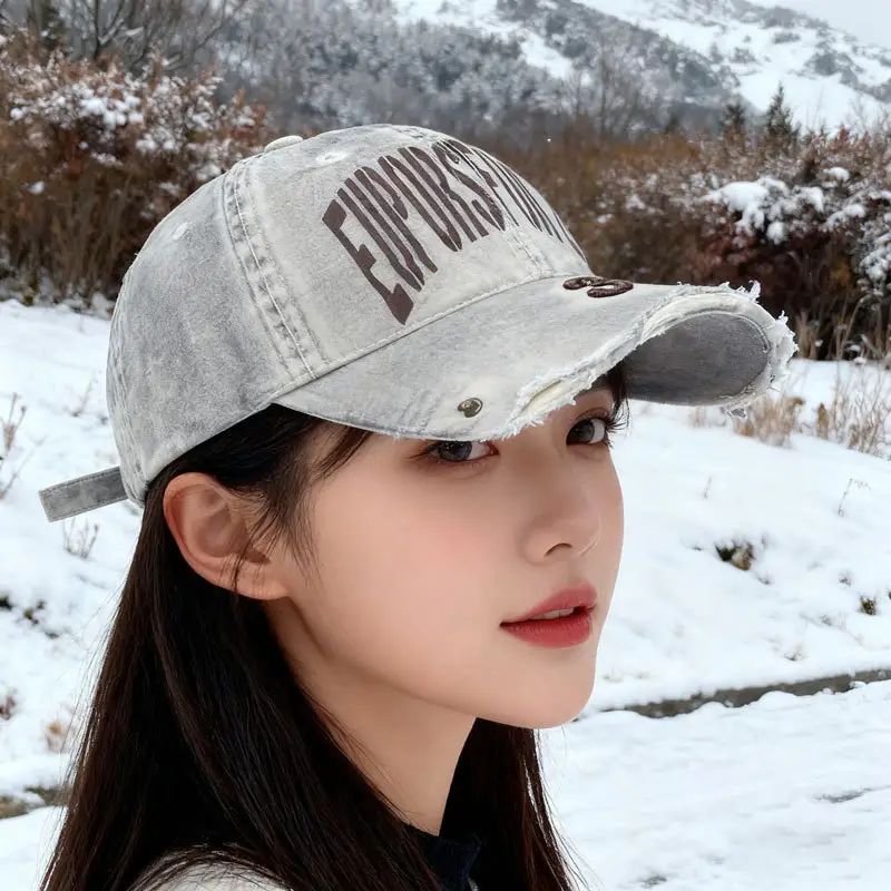 Women Vintage Distressed Baseball Cap Spring Autumn — feature 5