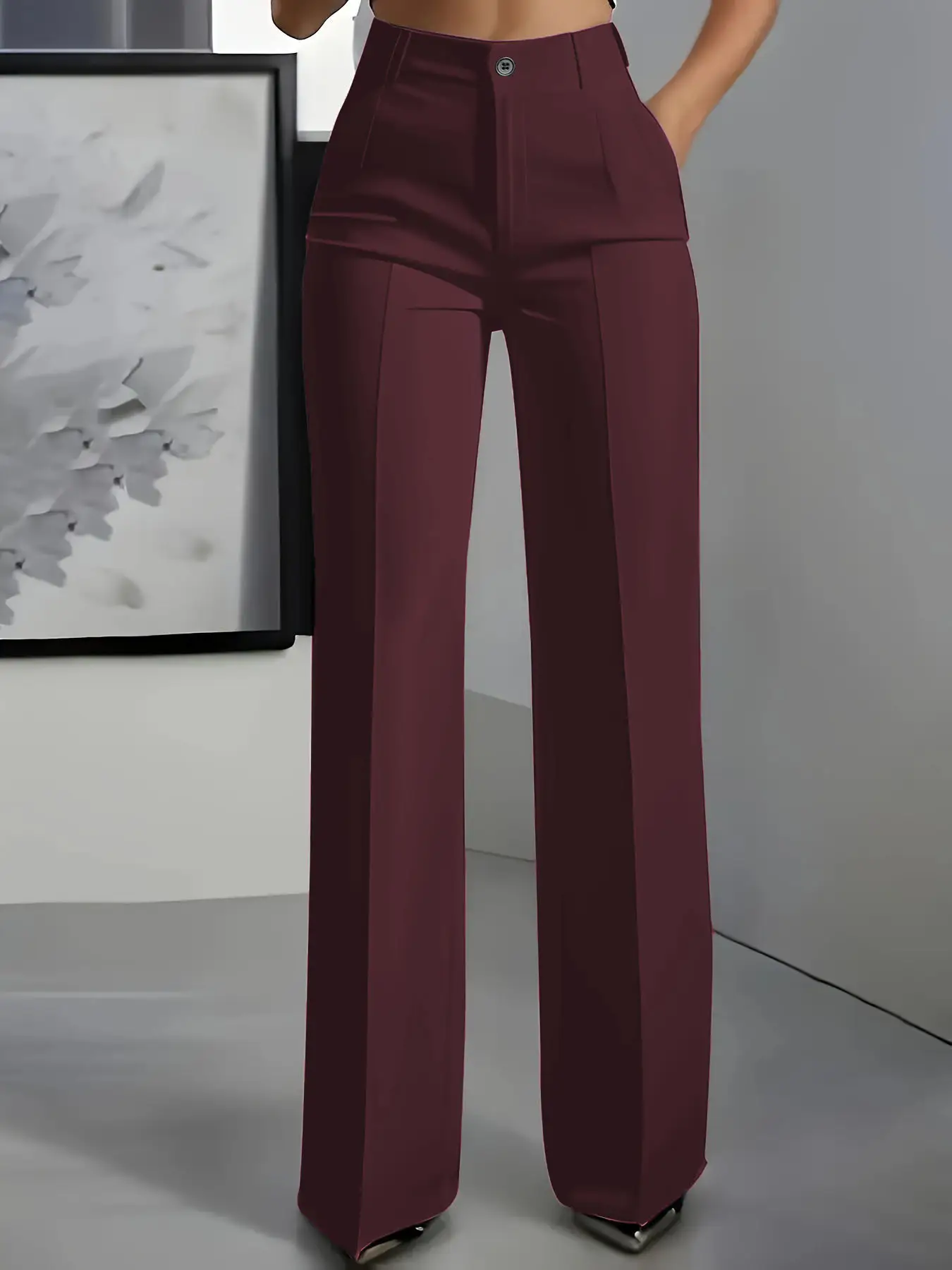 White Wide Leg Pants High Waist Drape Suit 2025 - Image 3