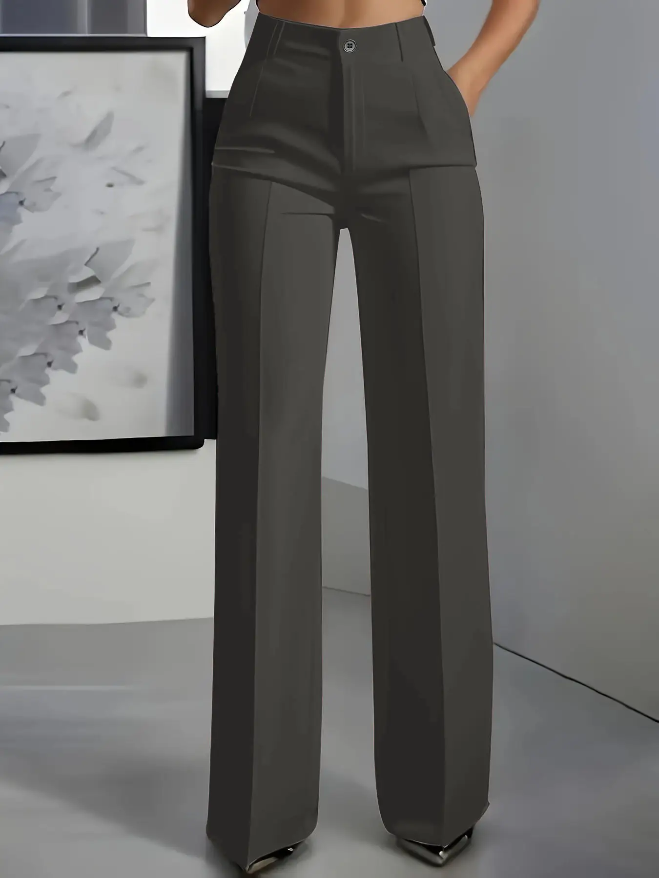 White Wide Leg Pants High Waist Drape Suit 2025 - Image 5