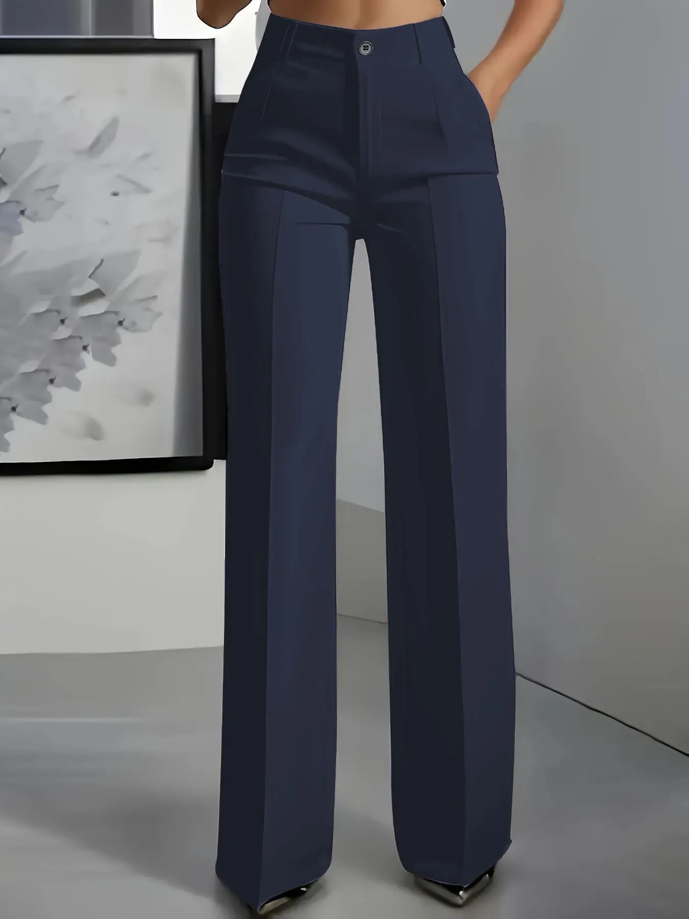White Wide Leg Pants High Waist Drape Suit 2025 - Image 6