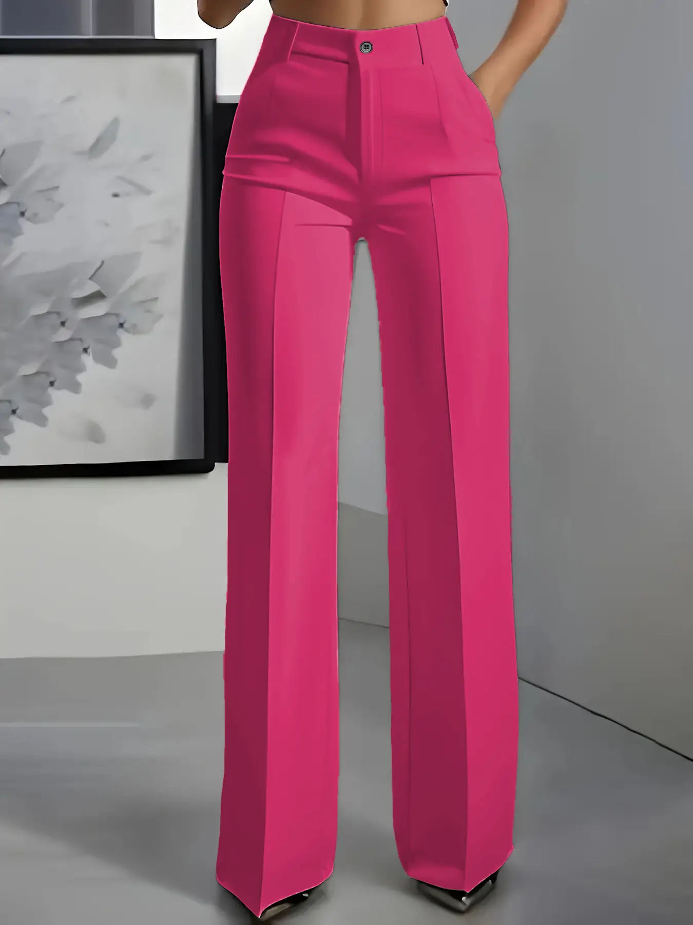 White Wide Leg Pants High Waist Drape Suit 2025 - Image 7