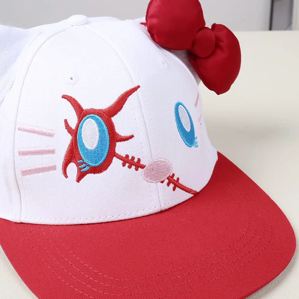 Cute Kitty Cap with Bow and Shark Embroidery - Image 6
