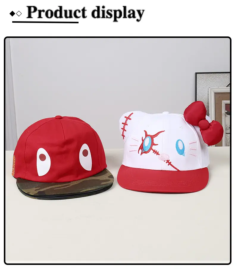 Cute Kitty Cap with Bow and Shark Embroidery — feature 21