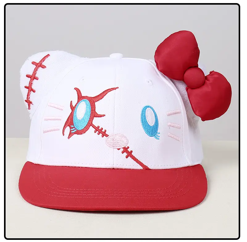 Cute Kitty Cap with Bow and Shark Embroidery — feature 23