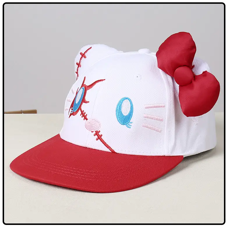Cute Kitty Cap with Bow and Shark Embroidery — feature 24